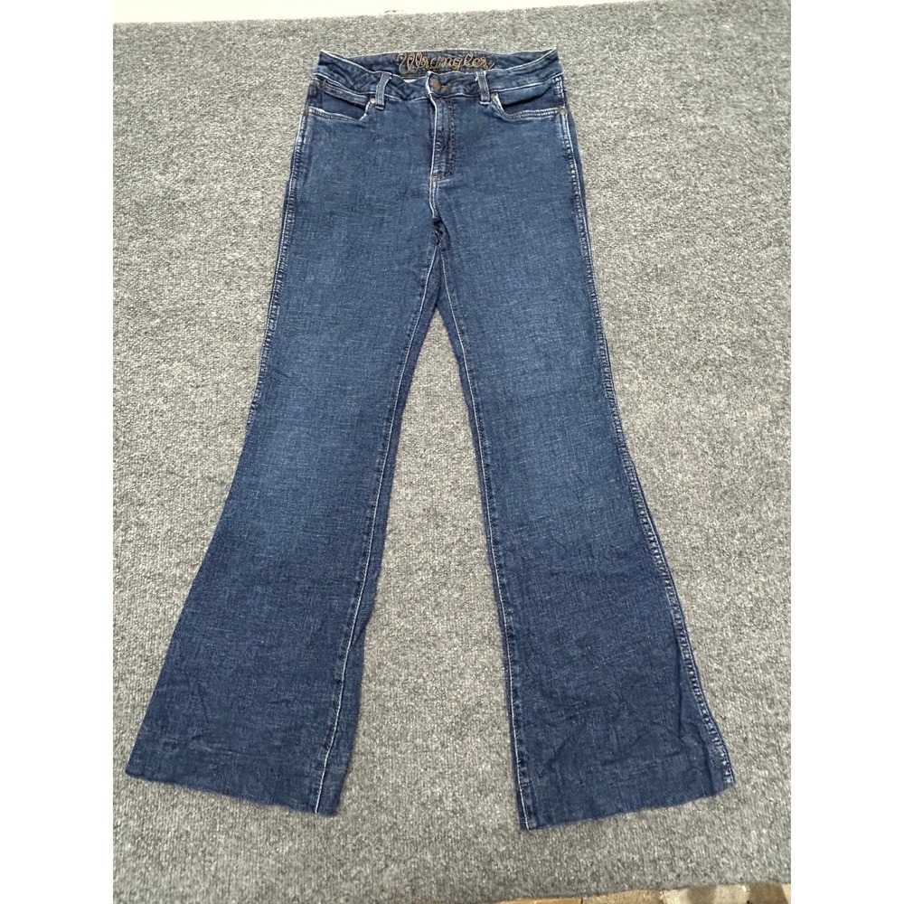 Wrangler Jeans Womens 28x36 Blue Hemp Blend Flare Leg High Rise Stretch Denim